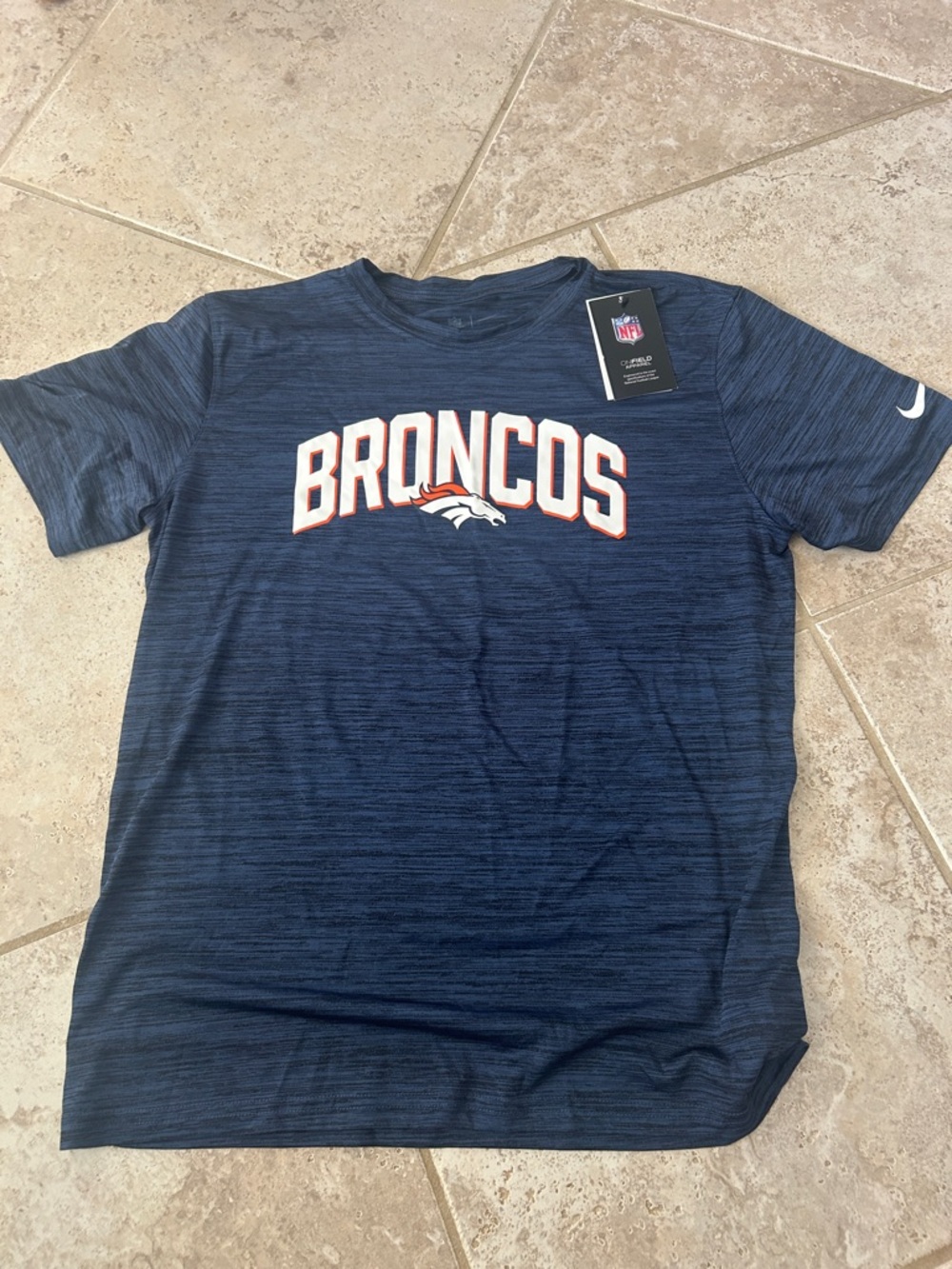 NFL Denver Broncos Navy and Orange Logo T‑Shirt